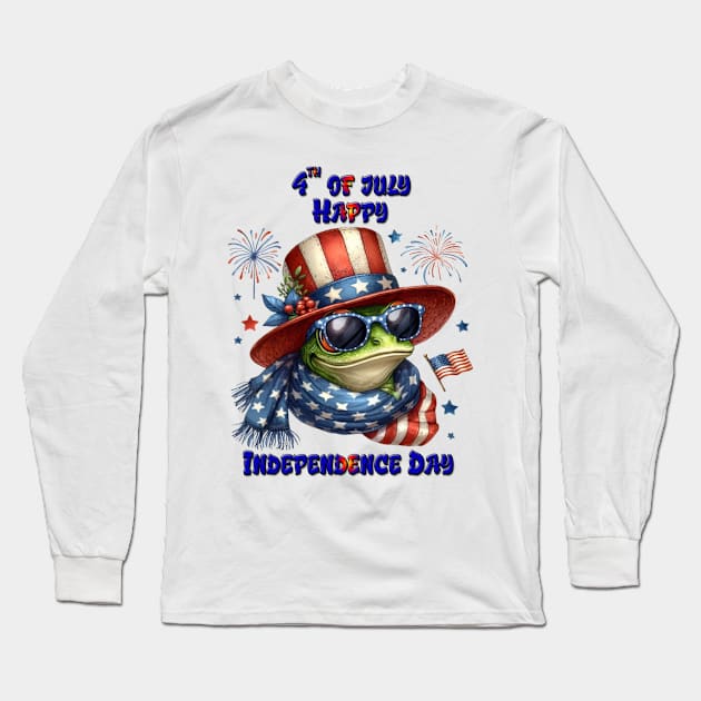 Patriotic Frog: Hat and Shades Long Sleeve T-Shirt by coollooks